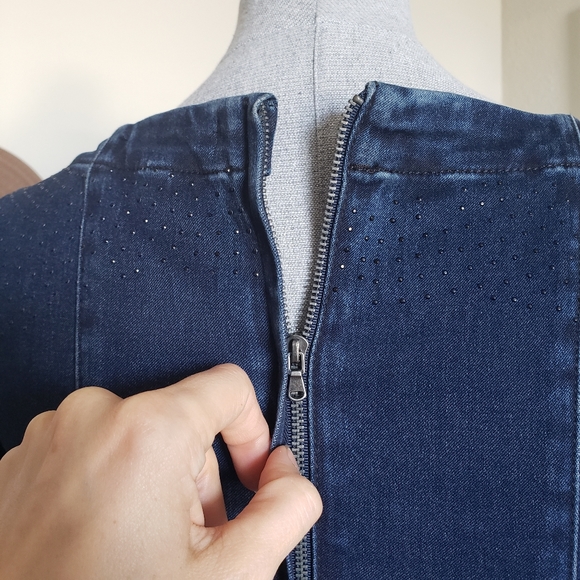 All Mankind Denim Dress with Leather Trim - Picture 5 of 8